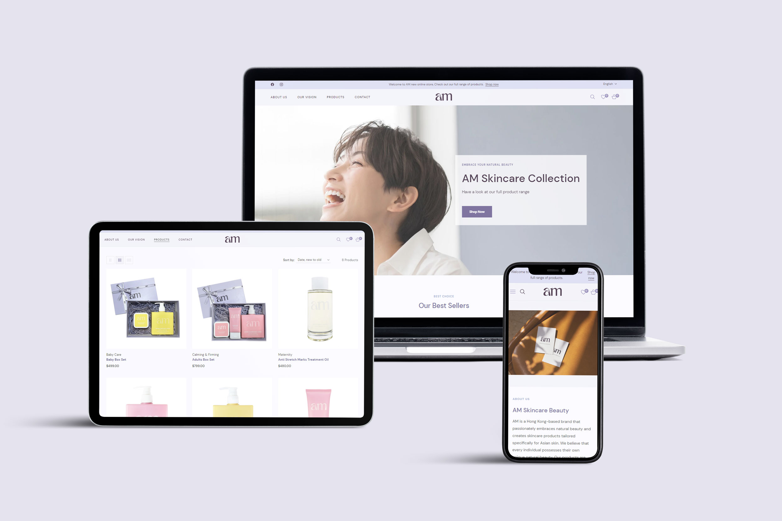 AM Skincare Beauty ecommerce website